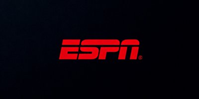 ESPN体育频道合作伙伴标识，红色logo置于深色背景中