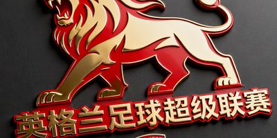 英格兰足球超级联赛官方授权标识，狮子图案与文字组合