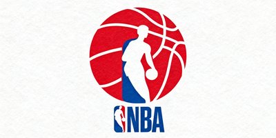 NBA官方合作伙伴徽标，红蓝配色篮球剪影图案
